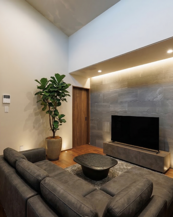 完成見学会リビングと吹抜け